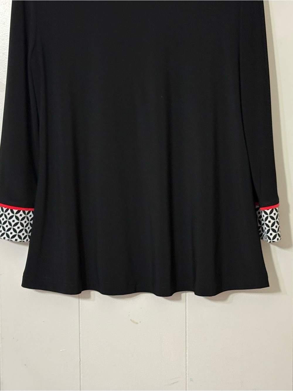 Joseph Ribkoff Asymmetrical Draped Cardigan Blazer Black White Red Size 8 - Picture 11 of 11